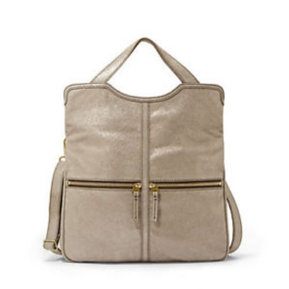 Fossil Erin Metallic Champagne Leather Crossbody